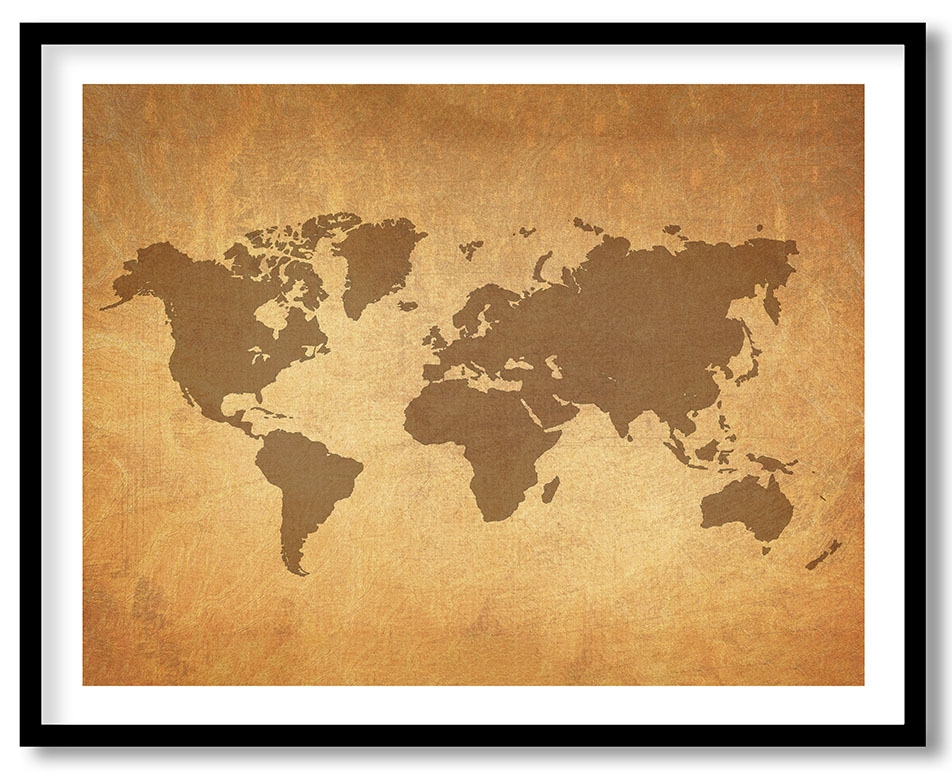 Vintage paper silhouette world map