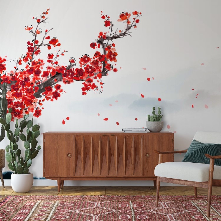 Oriental cherry blossoming nature