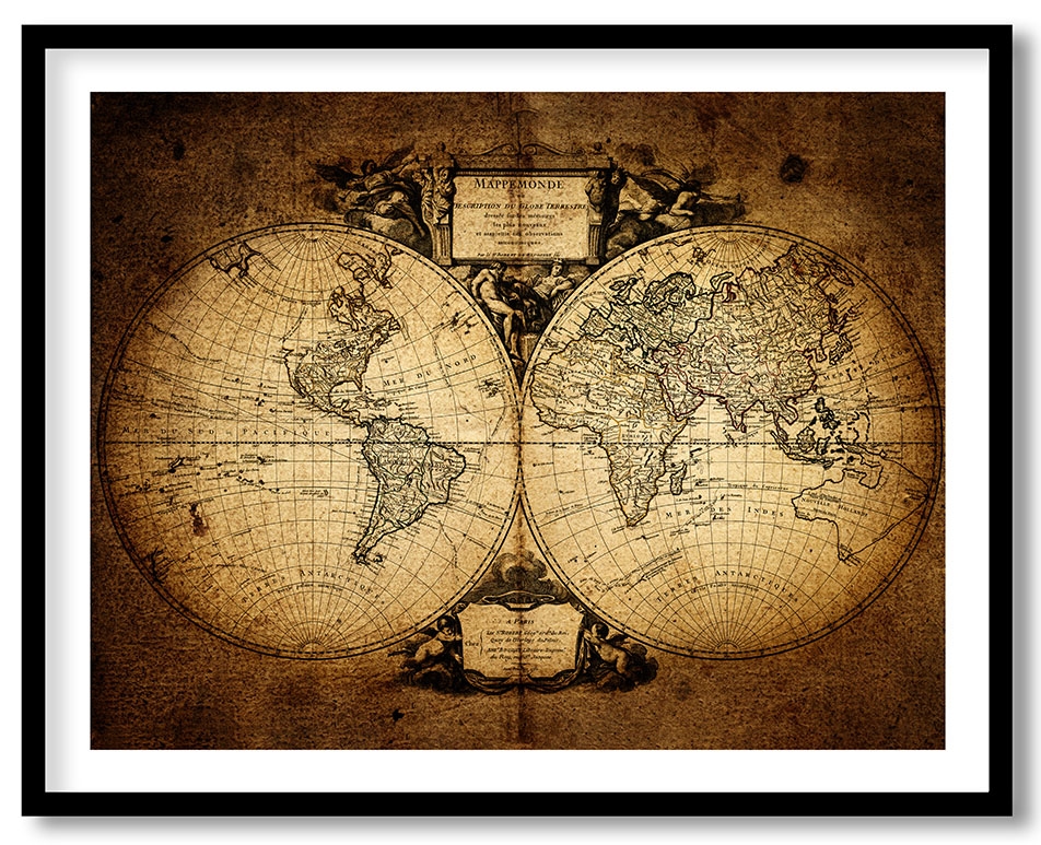 Old times vintage world map