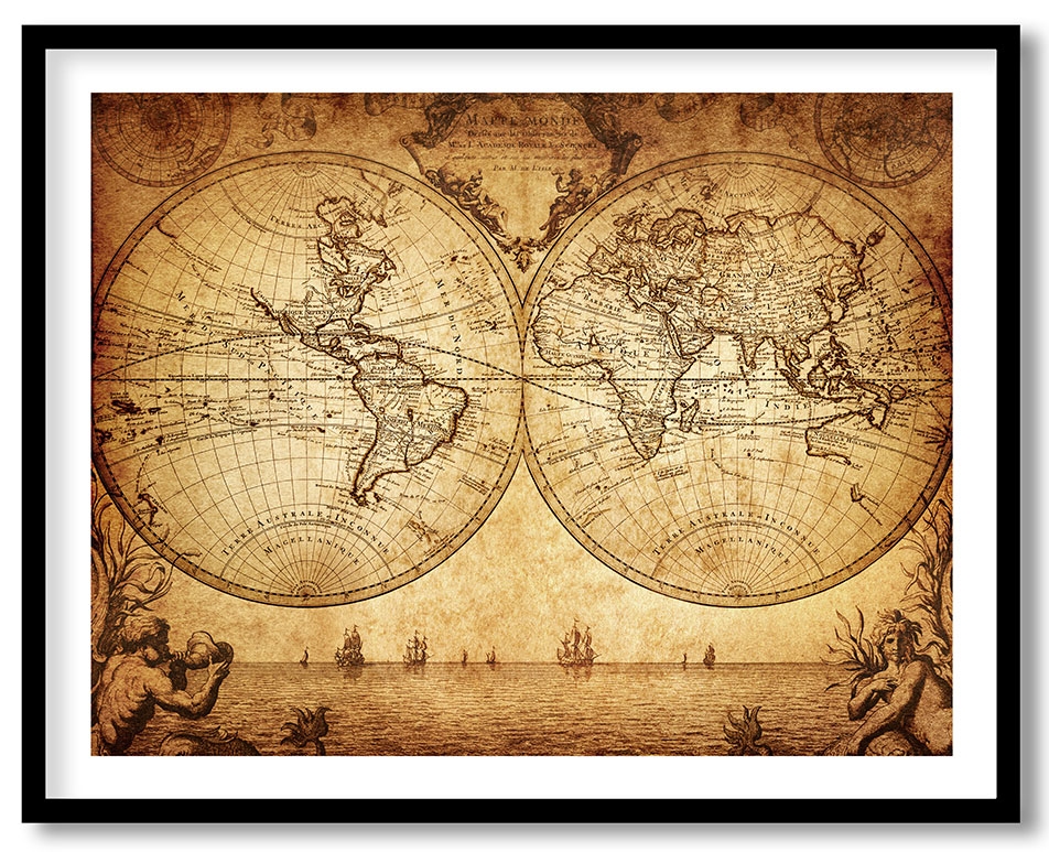 Vintage world map 1733