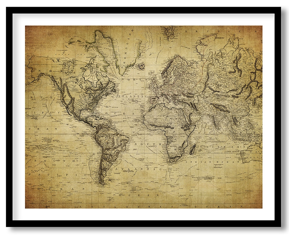 Vintage map world 1814