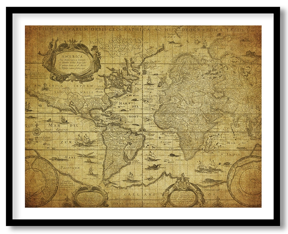 Vintage map world 1635