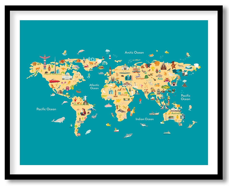 Modern nursery educational world map