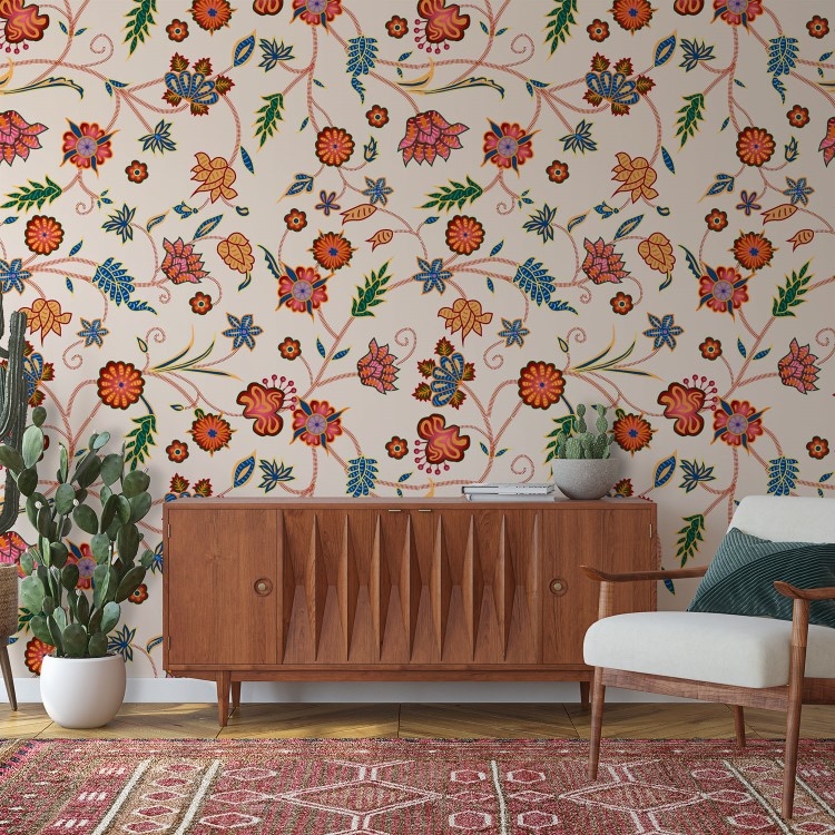 Mughal seamless elegant flowers pattern