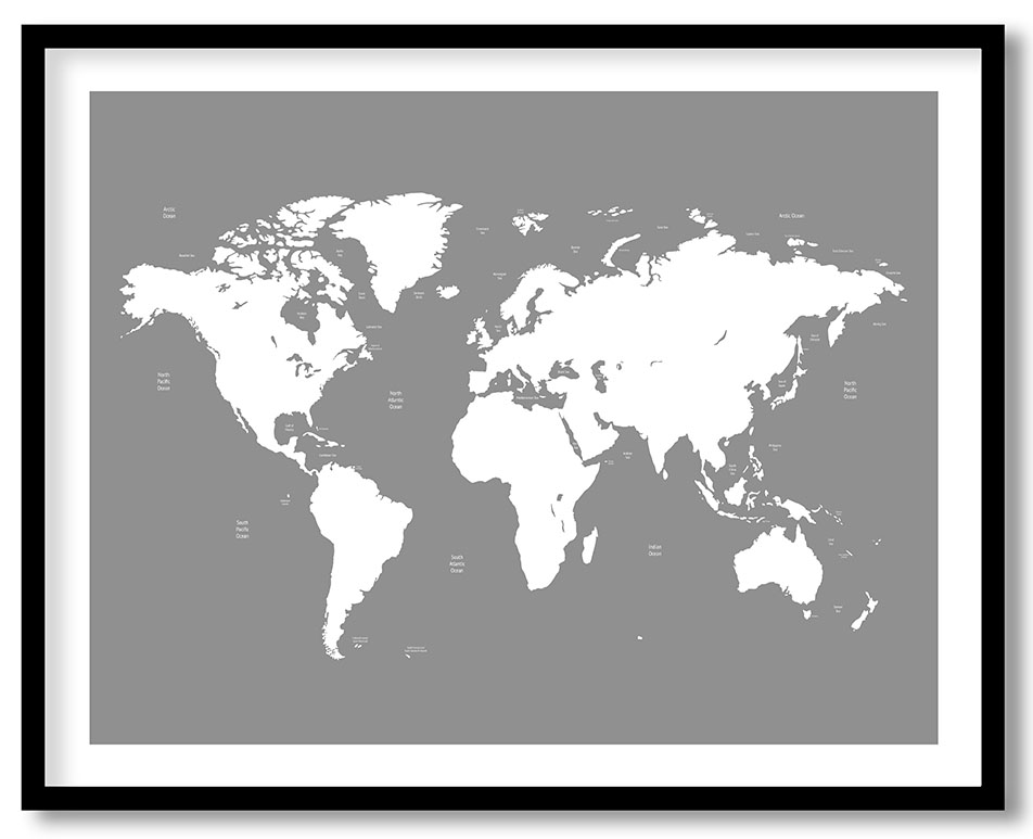 Modern grey world map