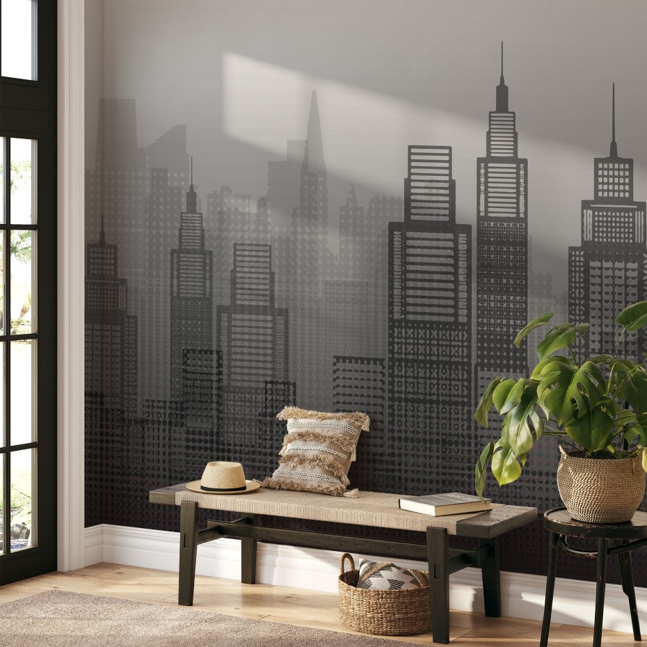 Dusk cityscape wall mural