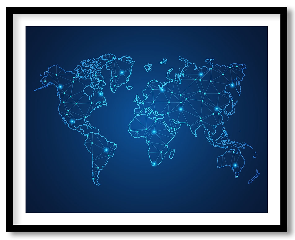 Modern blue polygonal world map