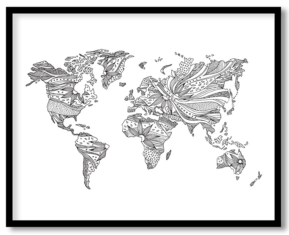 Abstract line drawing world map