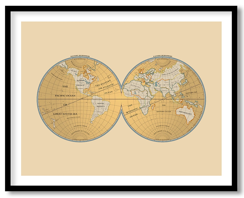 Vintage globe spheres world map