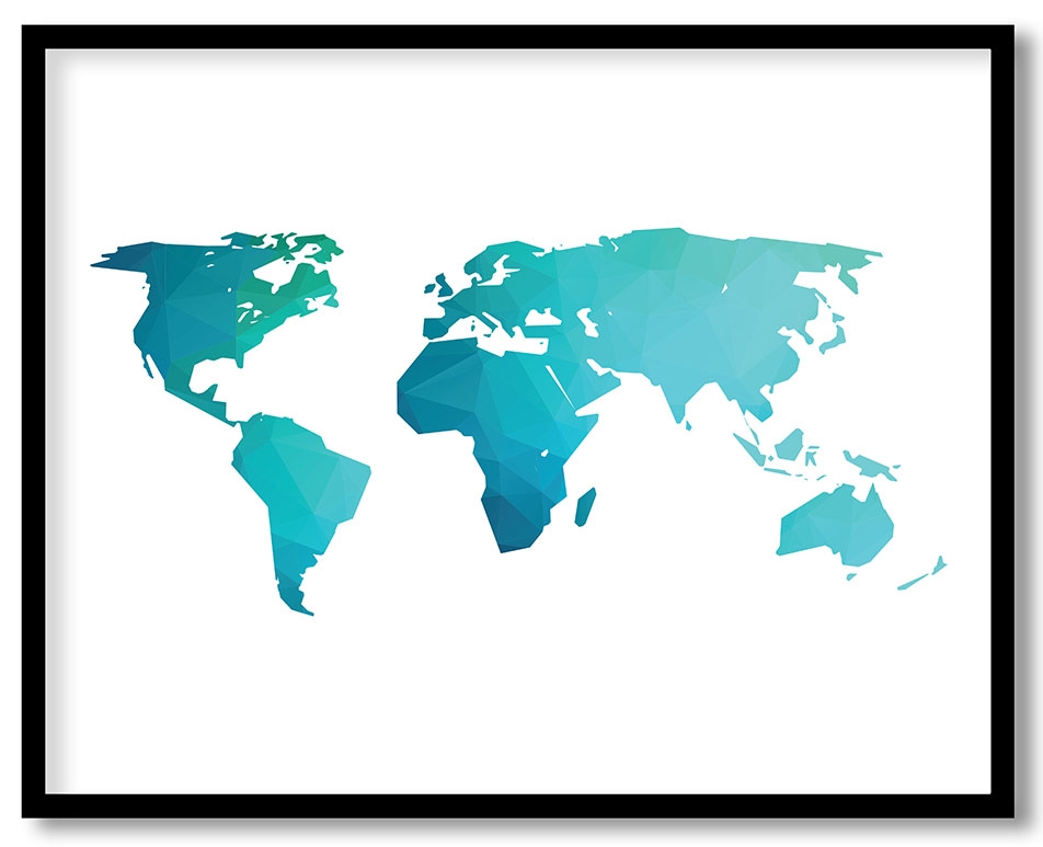 Blue polygonal world map
