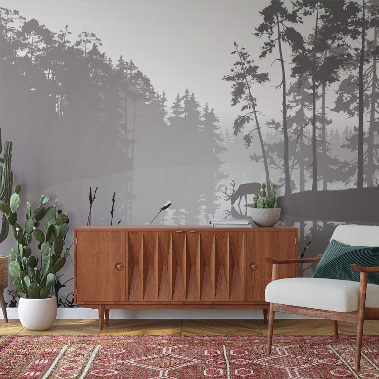 Shadows forest river landscape