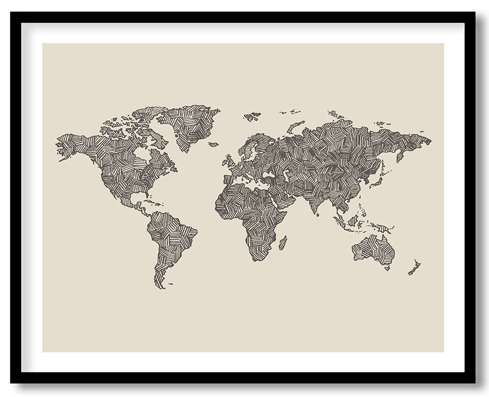 vintage sketch world map