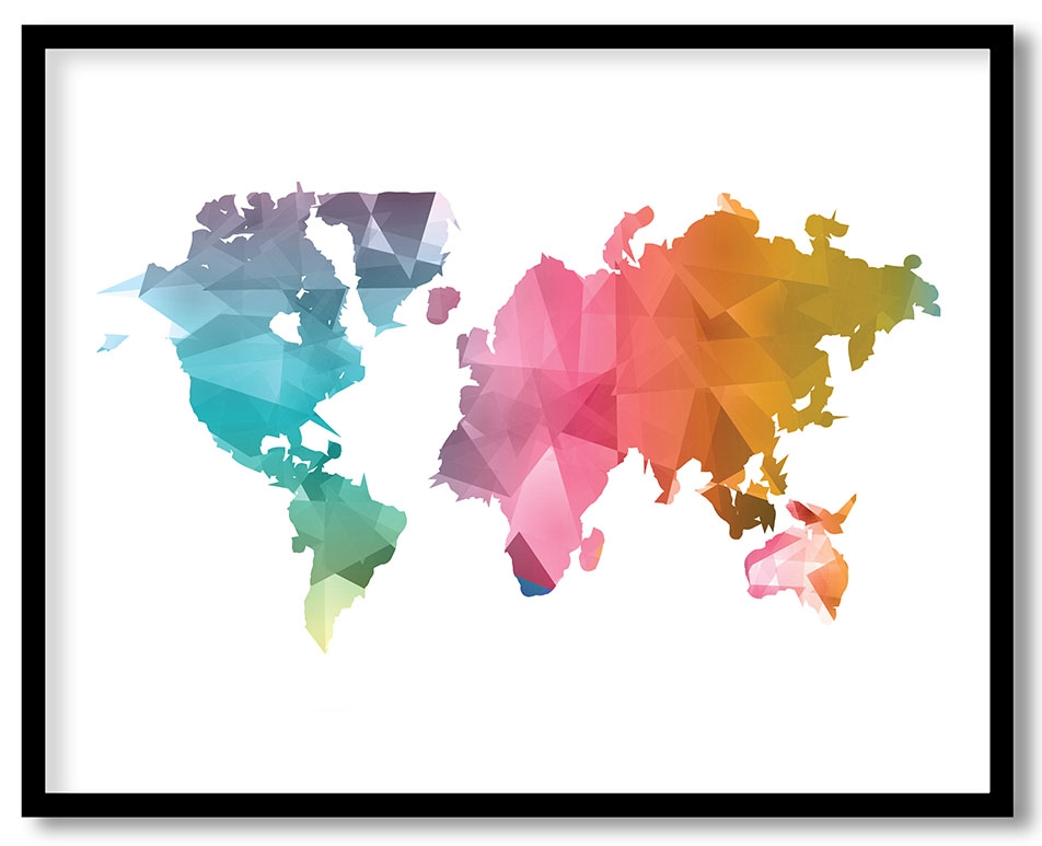 Abstract geometric polygonal world map