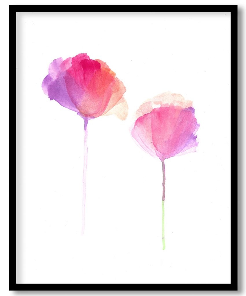 Pink and Purple Watercolour Flowers