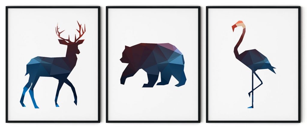 Set of 3 geometric animal