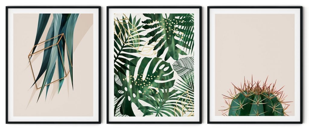 Set of 3 modern minimalistic botanical