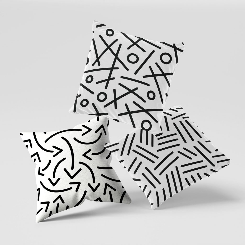 Set of 3 delineation lines cushion covers