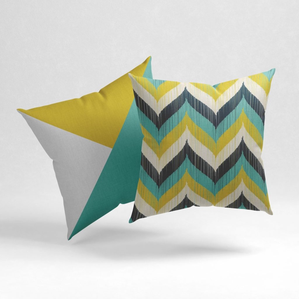 Set of 2 zig zag geometric pattern cushion cover