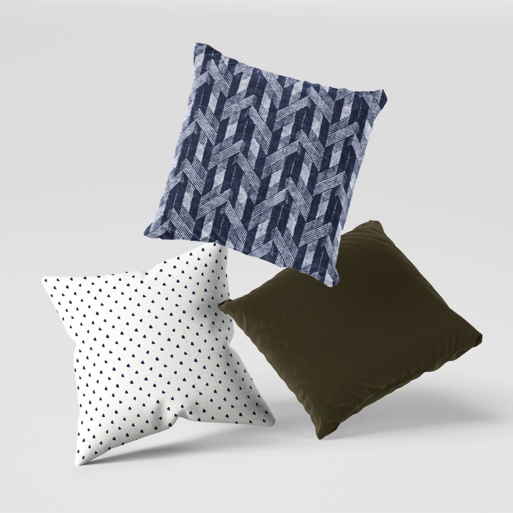 Set of 3 teal pattern dotted haze cushion covers