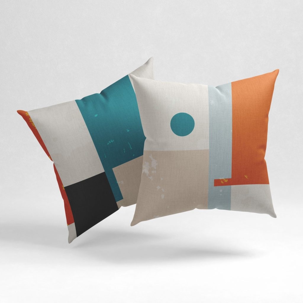 Set of 2 impression geometric pattern cushion cover