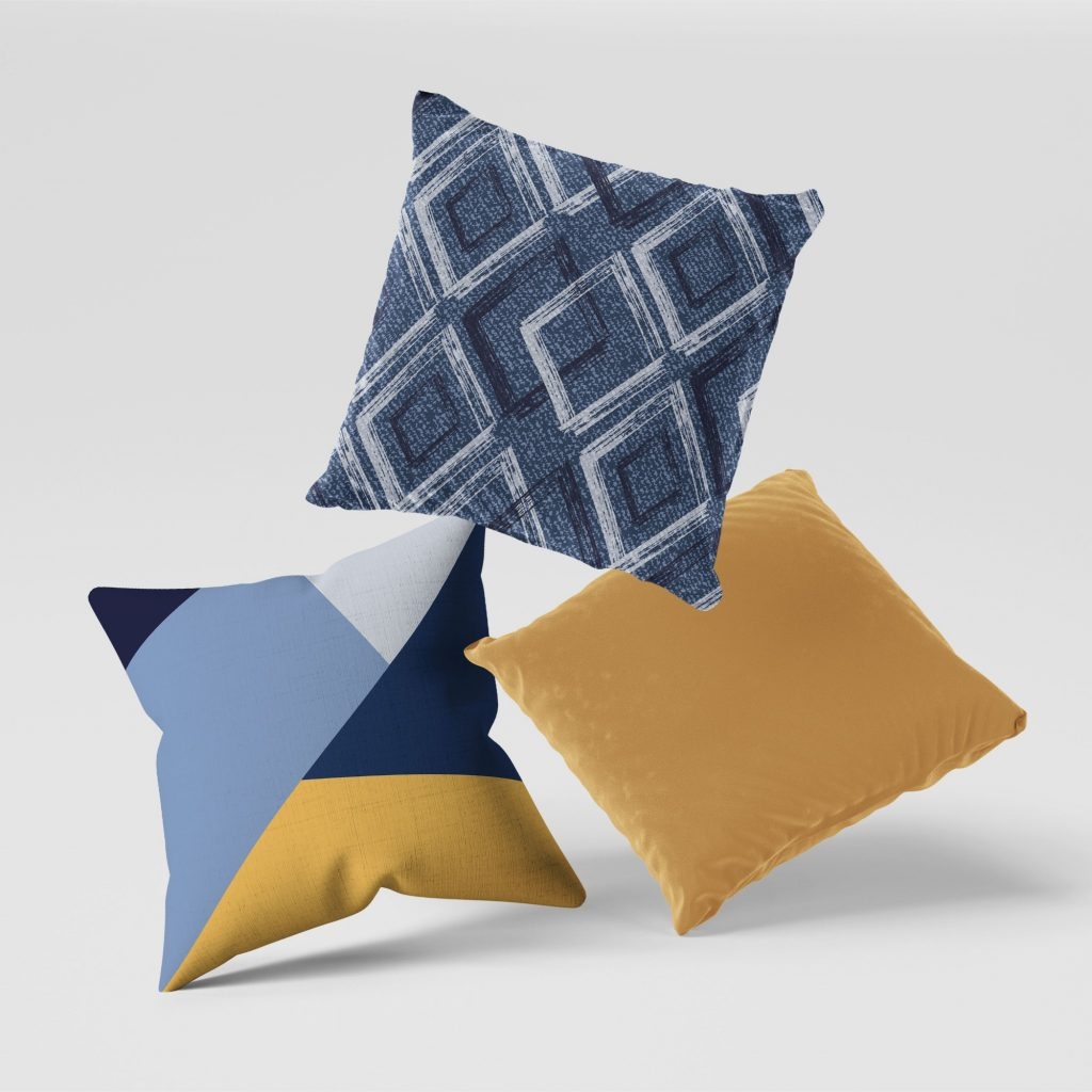 Set of 3 distrait indigo cushion covers