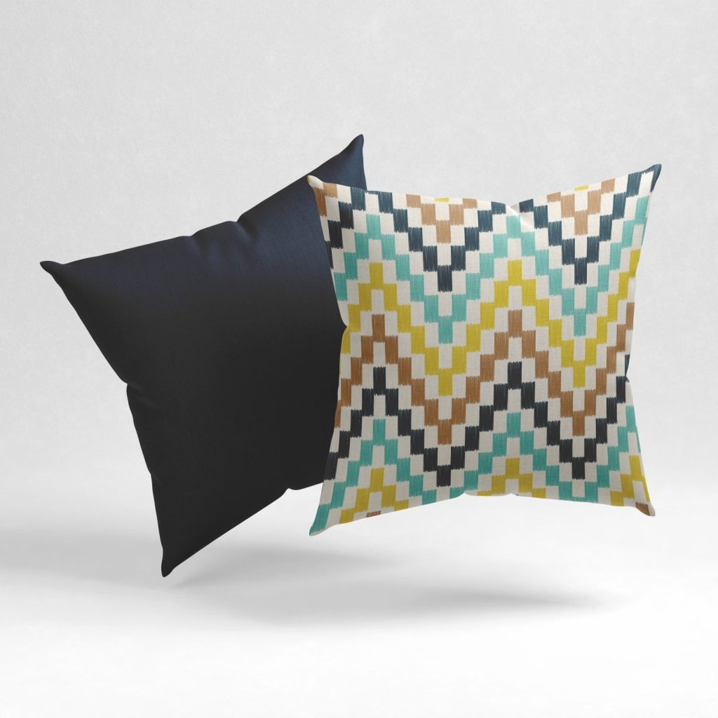 Set of 2 jagged waves line cushion cover
