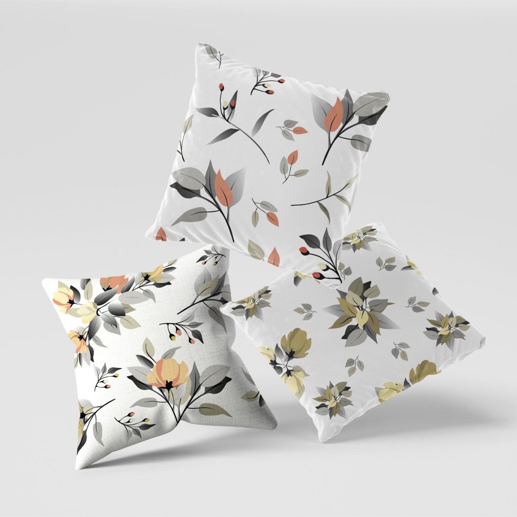Set of 3 pale flowers cushion covers