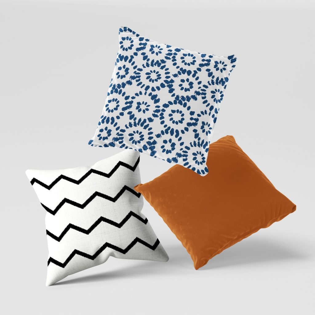Set of 3 tangerine pattern lines cushion covers