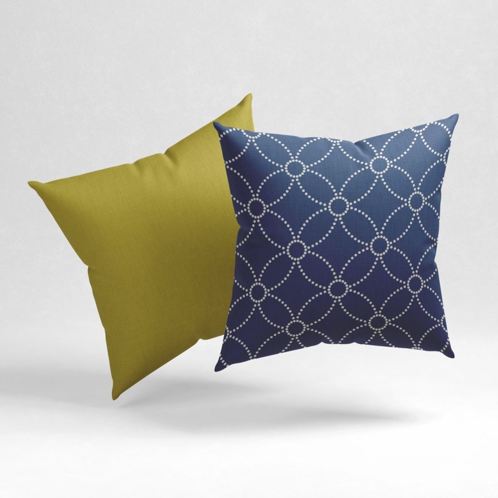 Set of 2 azure dotted floral cushion cover