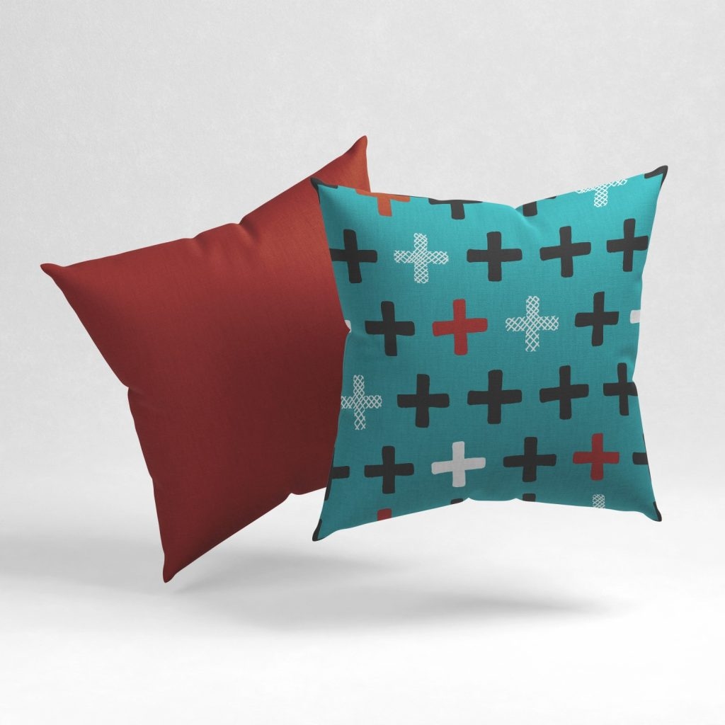 Set of 2 cardinal turquoise shape cushion cover