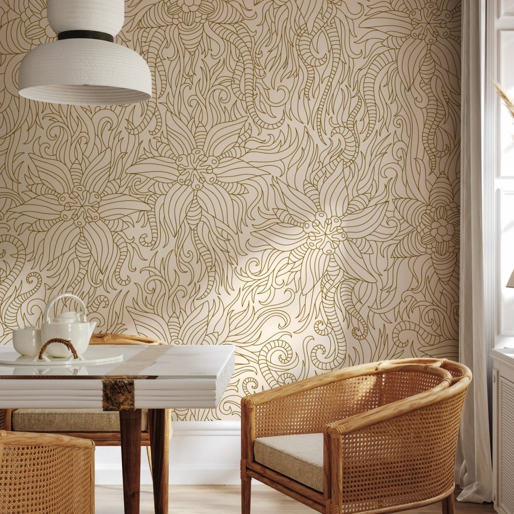 Stencil golden flowers