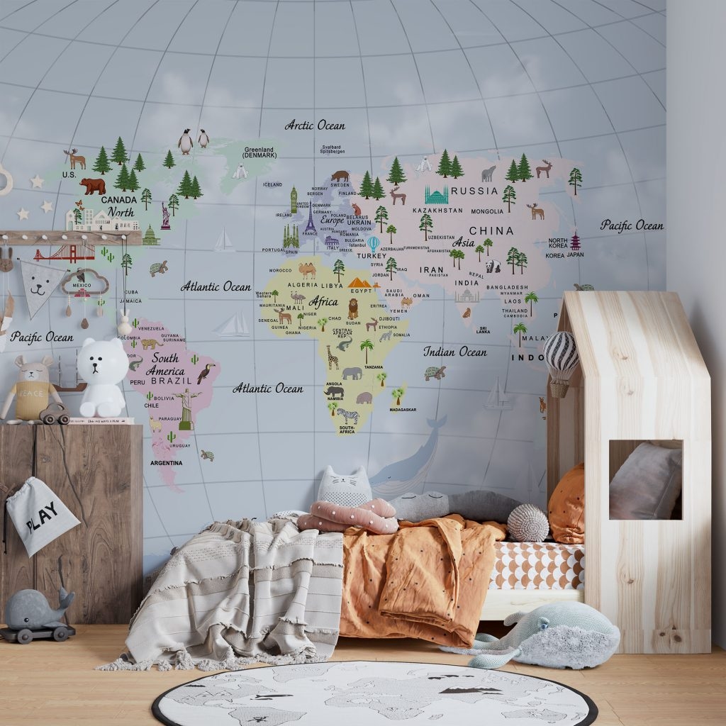 Gigantic nursery world map