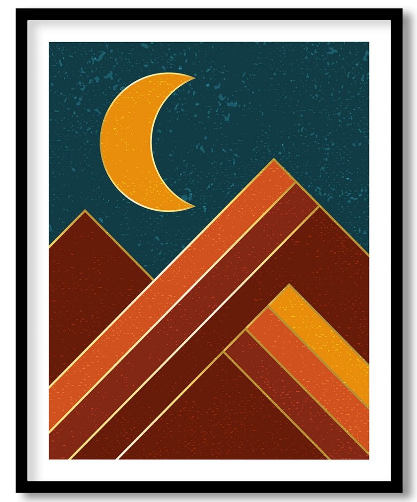 Geometric mountain and moon