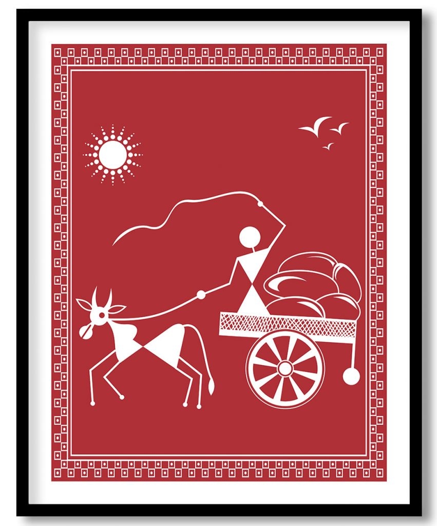 Warli art of large white tree #2