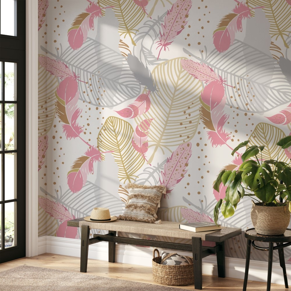 Risen golden ferns and leaves