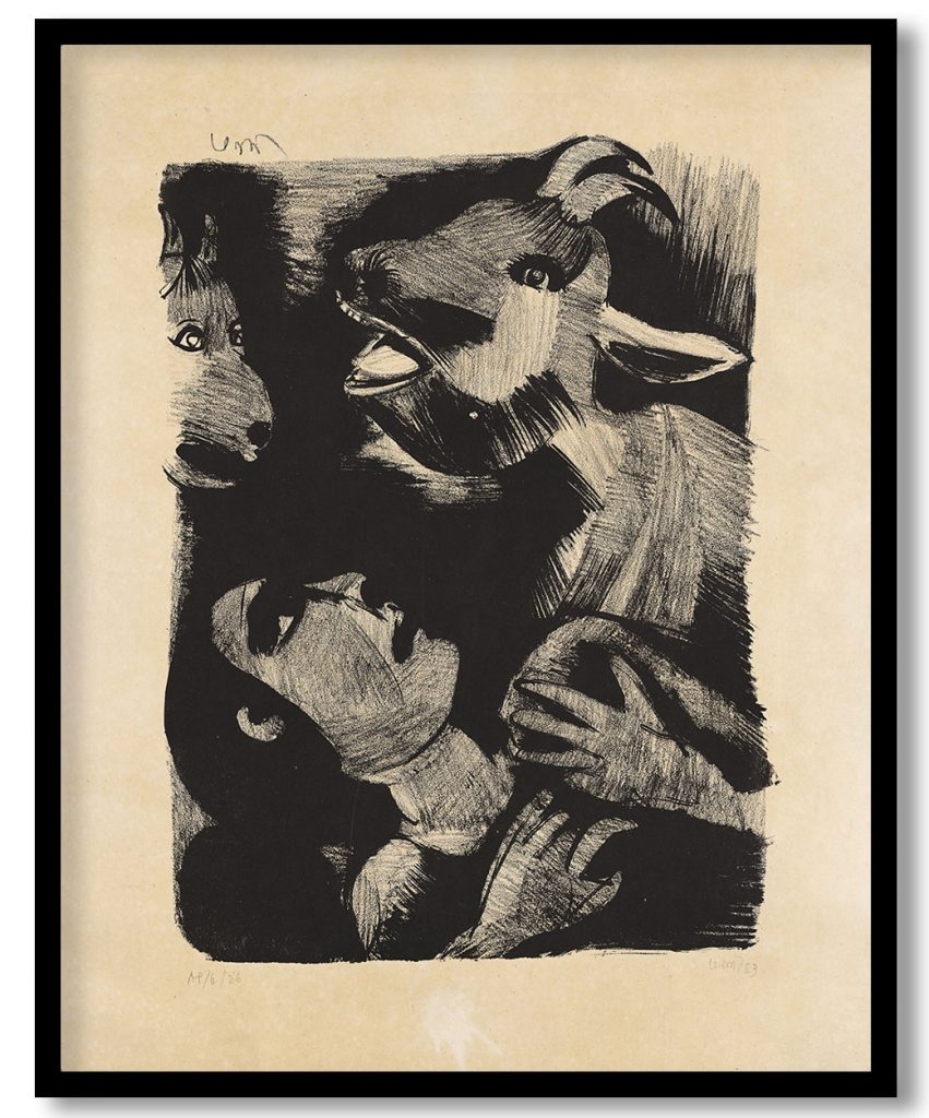 Black and white goat sketch