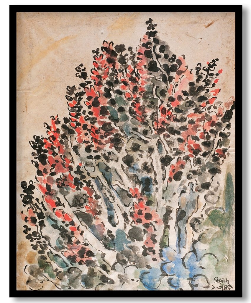 Abstract watercolor tree