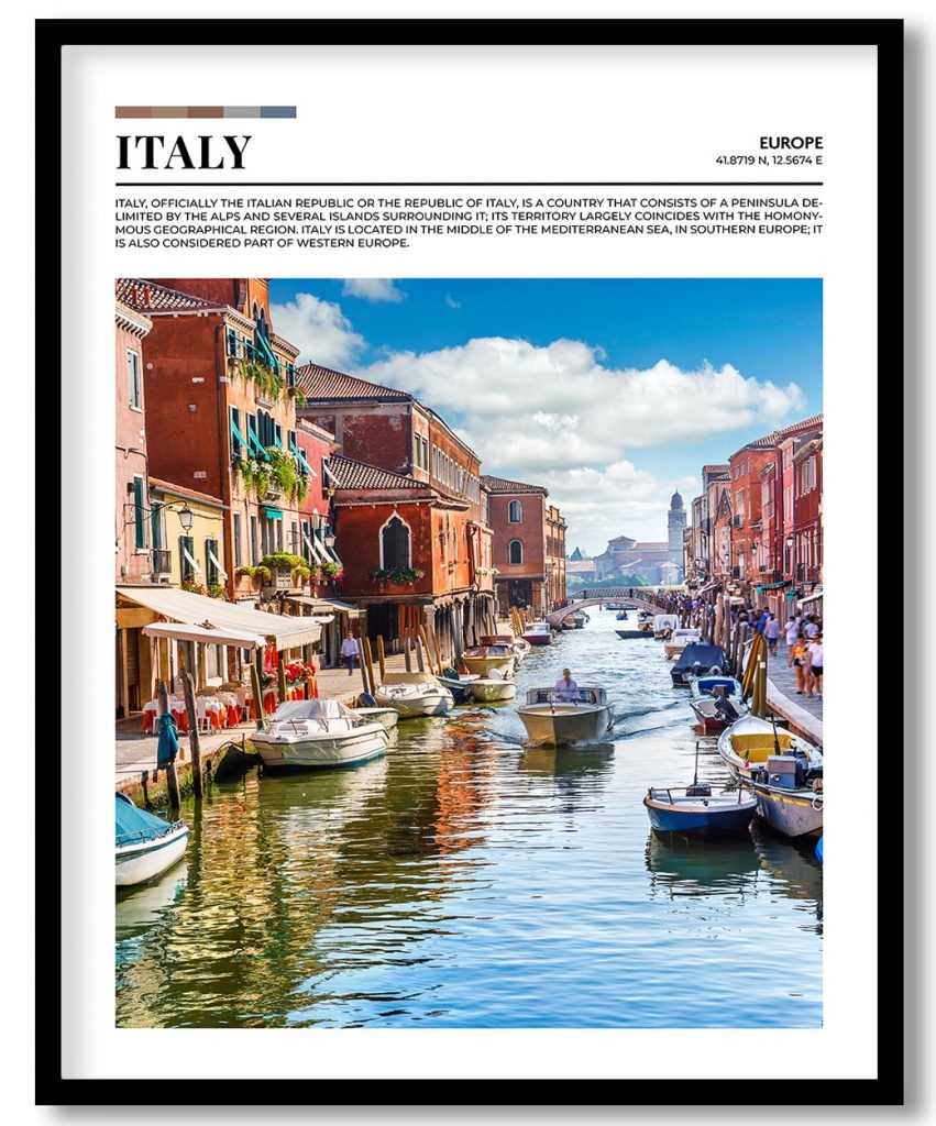 Italy, Europe pantone poster