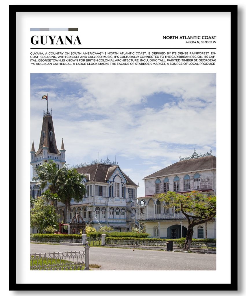 Guyana, North Atlantic Coast pantone poster