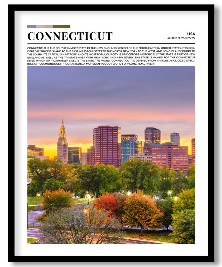 Connecticut, USA pantone poster