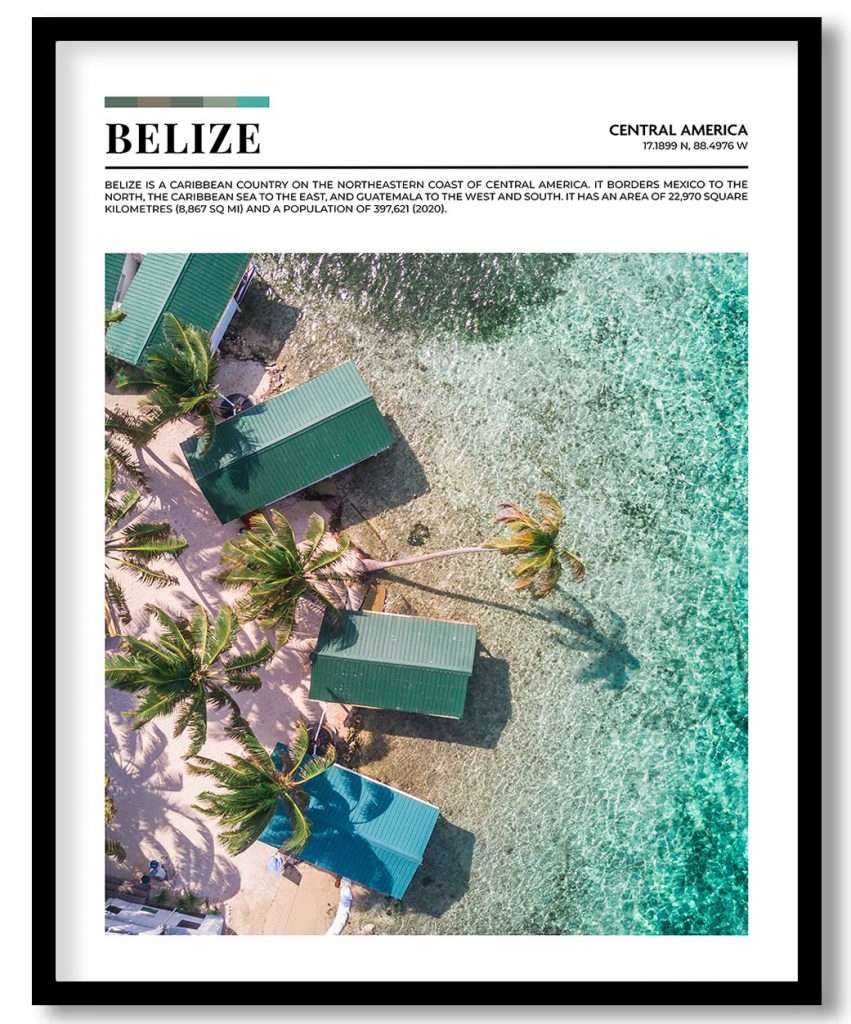 Belize, Central America pantone poster