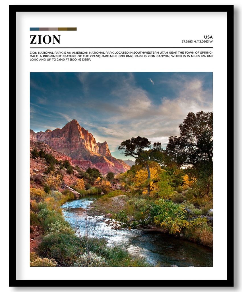 Zion, USA pantone poster