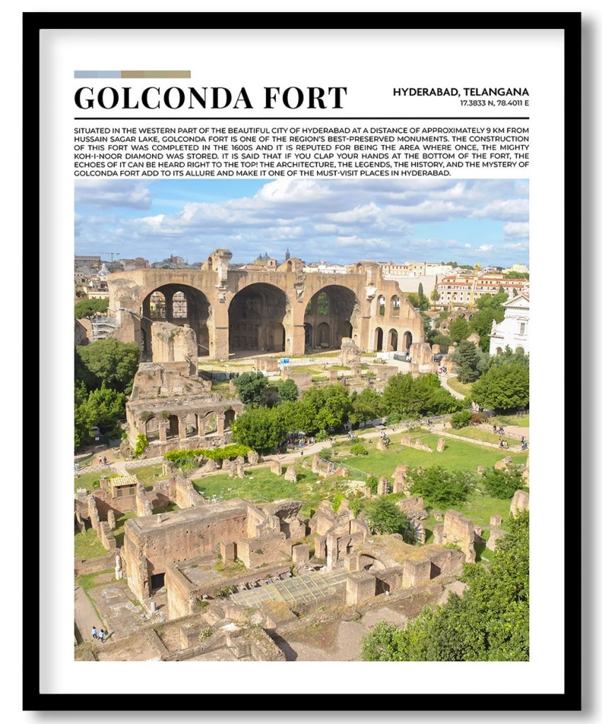 Golconda Fort, India pantone poster