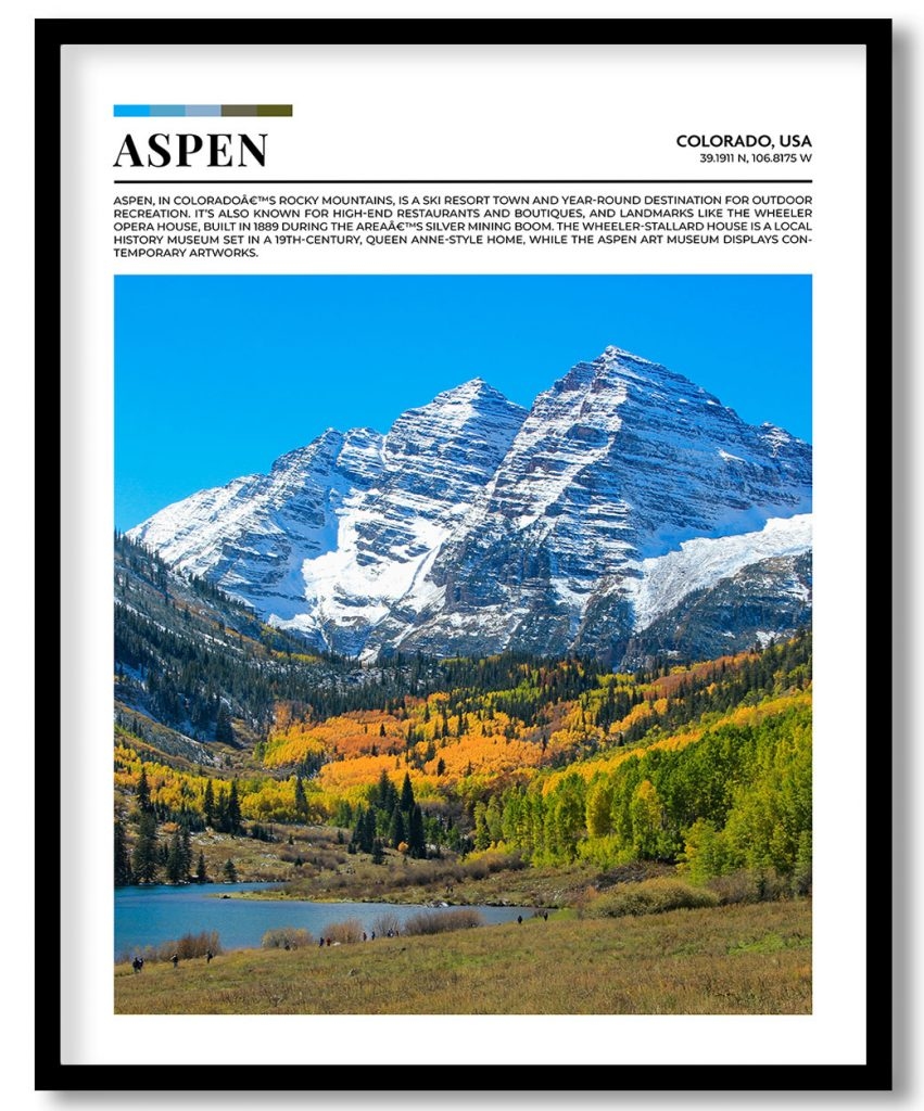 Aspen, Colorado, USA pantone poster
