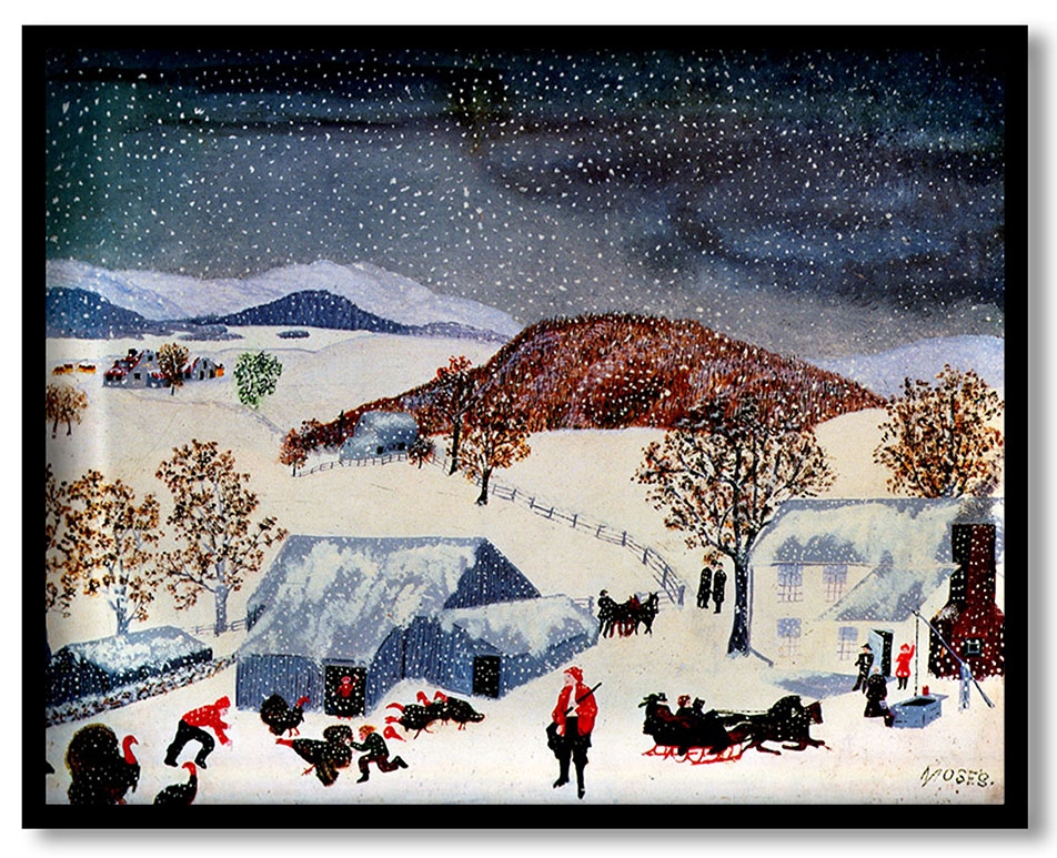 Catching the thanksgiving turkey by Grandma Moses (1943)