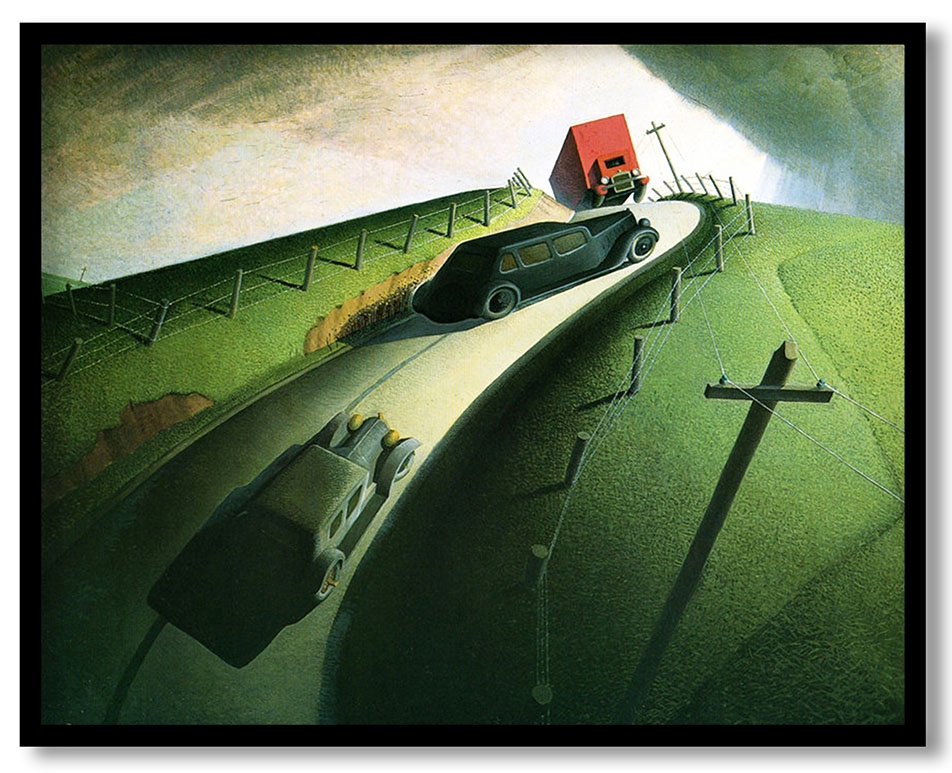 Death on the ridge road by Grant Wood (1935)