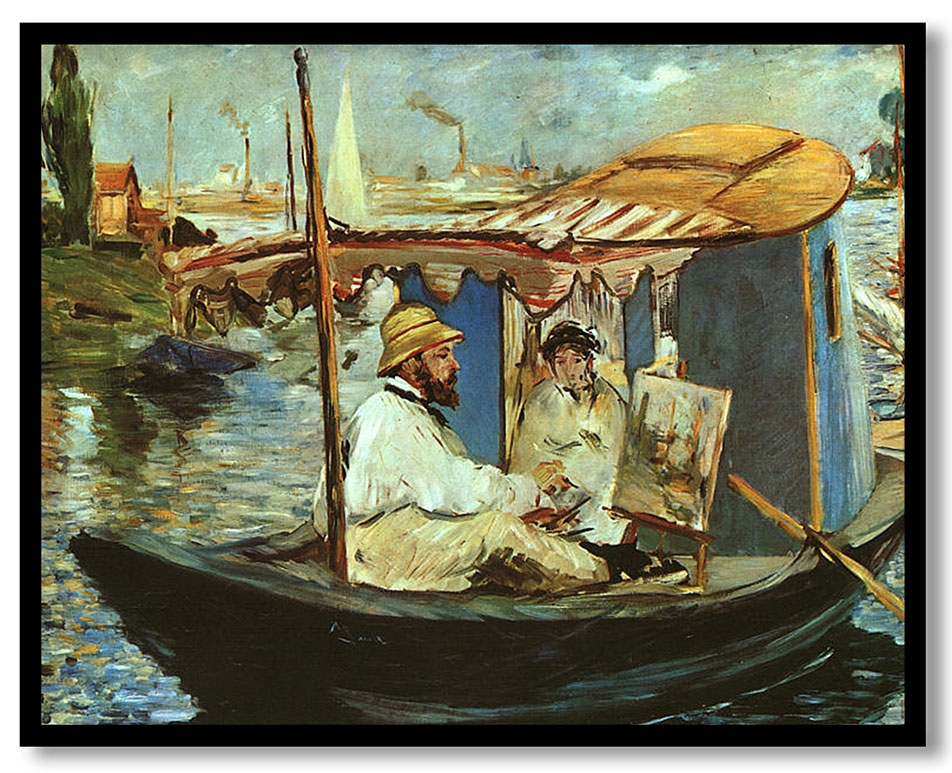 Monet in his floating studio by Edouard Manet (1874)