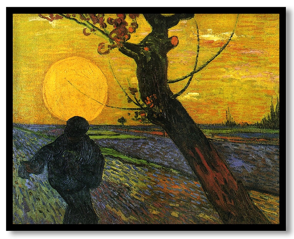 Sower with setting sun by Vincent van Gogh (1888)