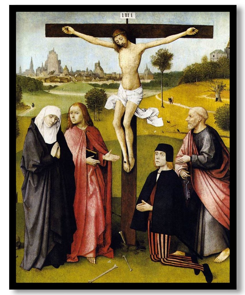 Crucifixion with a Donor by Hieronymus Bosch (1480-1485)