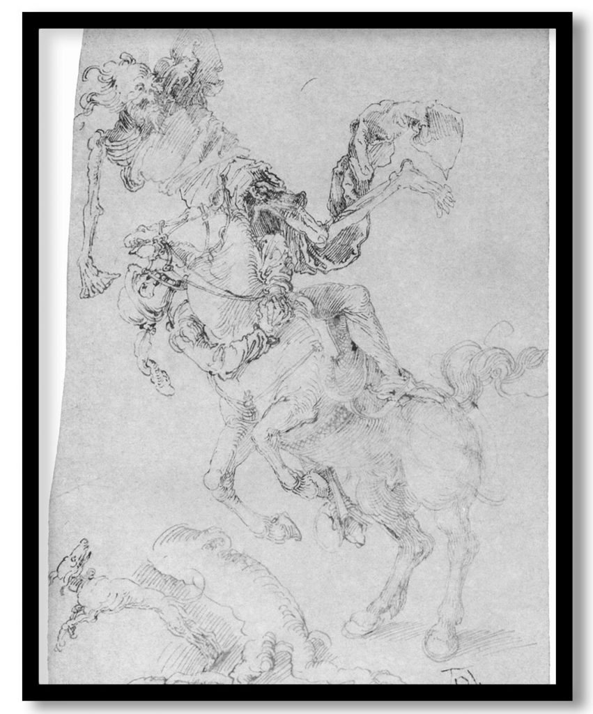 Death and rider by Albrecht Durer (1496)